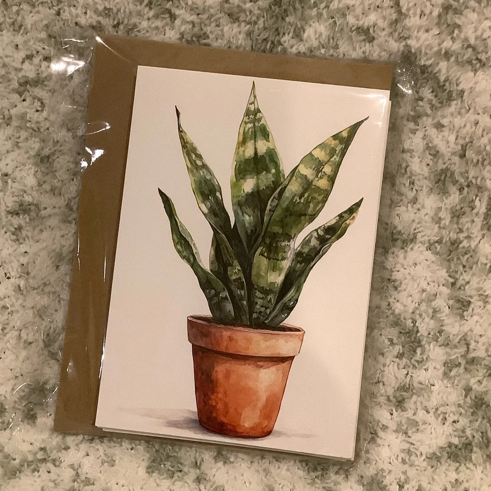 Green Plants Watercolor Variety Note Cards Set of Six NWT 4.25x5.5” - Picture 12 of 13